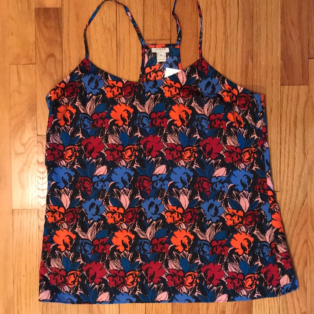 NWT J. Crew Moody Floral Racerback Silk Tank, 10
